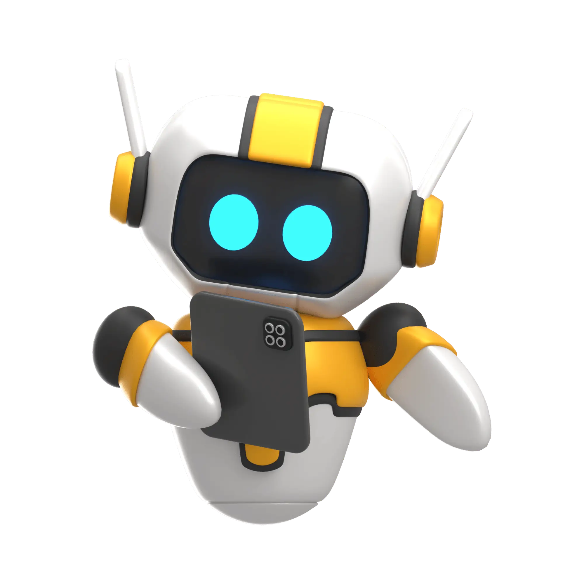 AI robot coding on a tablet